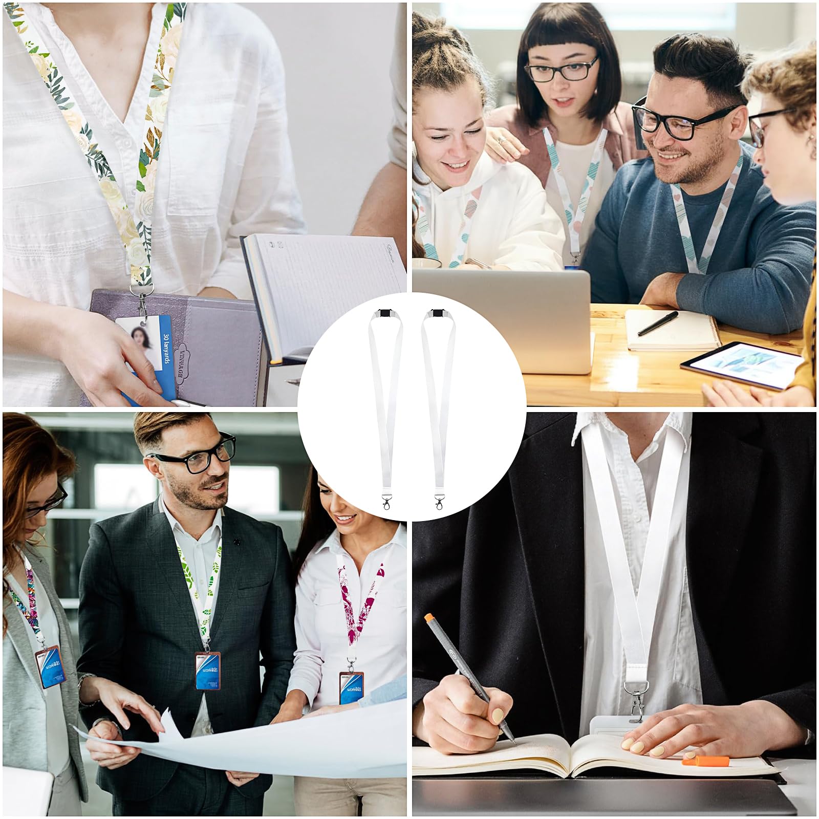 50 Pieces Sublimation Lanyards Blanks Bulk, White Neck Lanyard with Detachable Buckle, Heat Transfer Lanyards for ID Card Badge Holder Keychain DIY Crafts Gifts