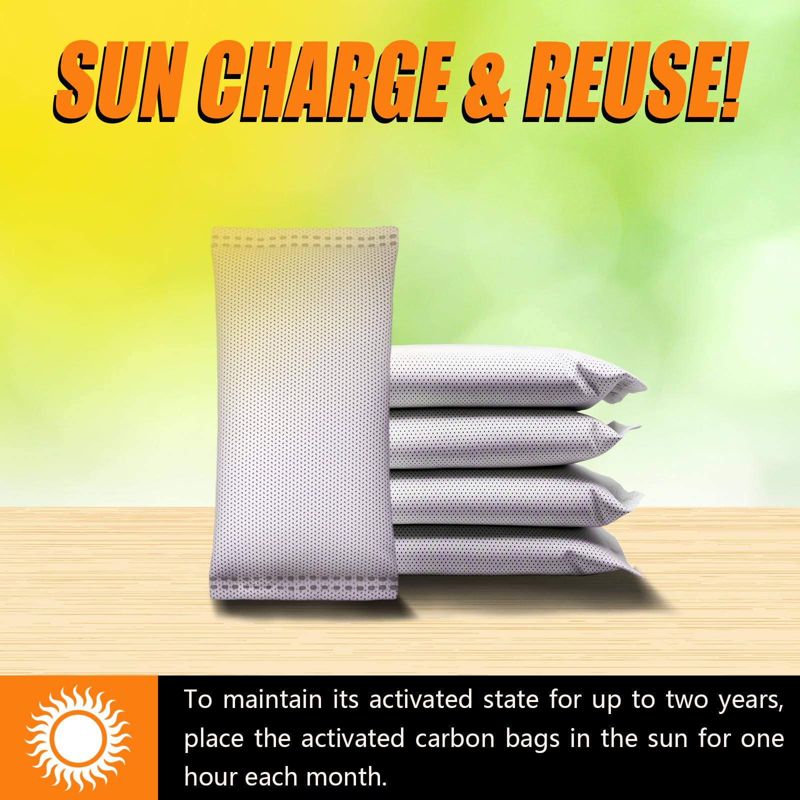 Coconut Shell Charcoal Air Purifying Bags 50g, Removes Odors and Moisture, Nature Fresh Air Purifier Bags, Odor Eliminator for Home, Car, Pets, Bathroom, Basement