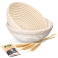 KOACKL Banneton Proofing Basket Set, Sourdough Bread Starter Kit, Round Banneton Sourdough Bread Making Tools Kit with Linen Cover Bread Brotform Perfect for Baking Dough with Rising Pattern