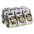 Duck Max Strength Clear Packing Tape with Dispensers – 6 Rolls of Maximum Strength Heavy Duty Packaging Tape for Shipping & Moving Boxes - 1.5" Core - 1.88 Inch x 22 Yards, Clear (284983)