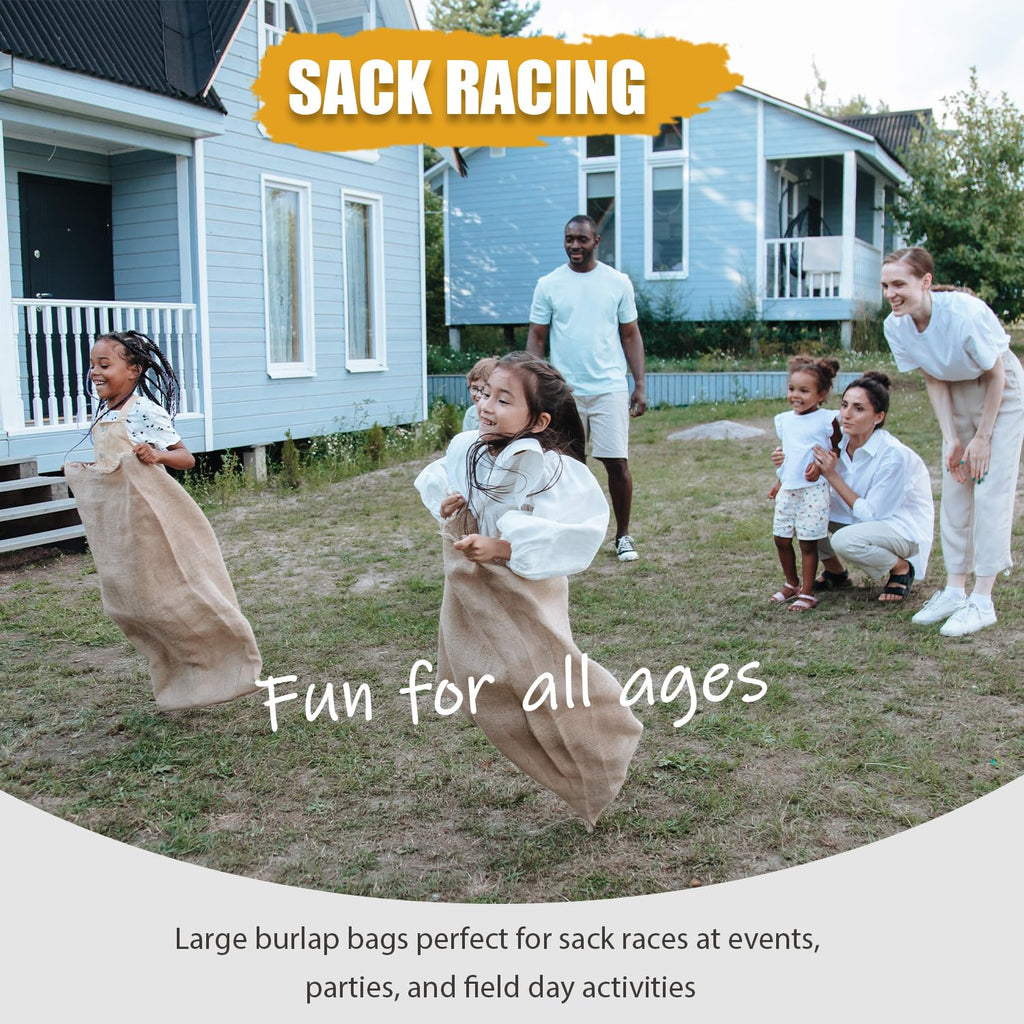 HAMBOLY 5 Packs Large Burlap Bags 24" x 40" Potato Sacks Reusable Storage Bags Races Game Bags