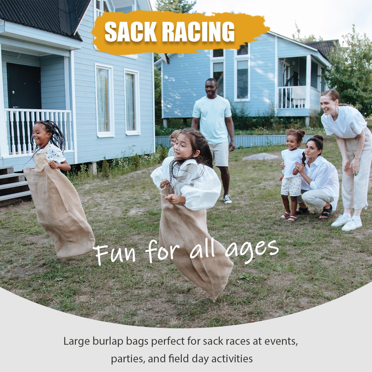 HAMBOLY 5 Packs Large Burlap Bags 24" x 40" Potato Sacks Reusable Storage Bags Races Game Bags