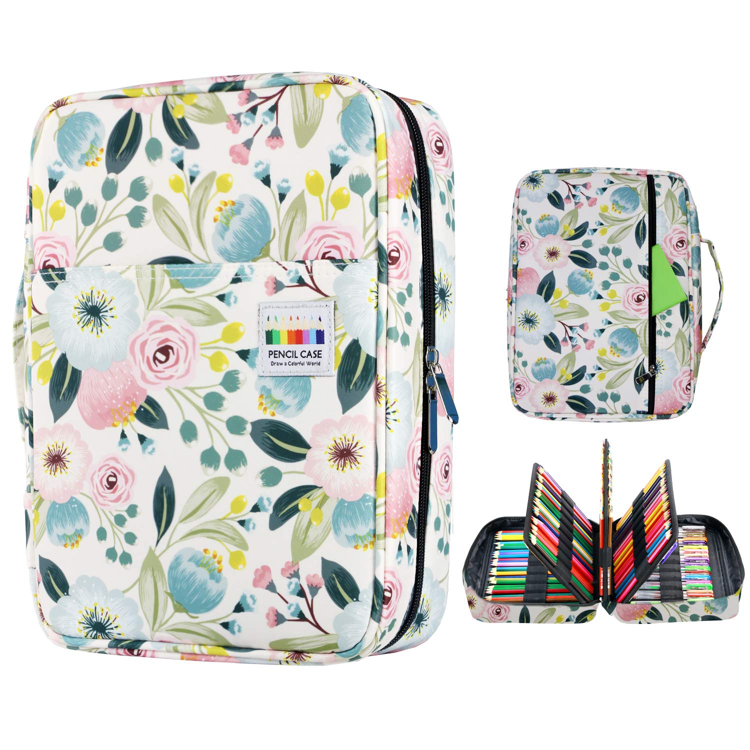Colored Pencils Case for 220 PCS Prismacolor Colored Pencils, Large Capacity Pen Case Organizer for Crayola Colored Pencil &Gel Pen by YOUSHARES (Watercolor Flowers)