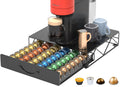 HFHOME Coffee Pod Drawer, 48 Vertuoline Capsules Holder, Pods Storage Drawer Holder for 36 K Cup, Metal Coffee Station for Nespresso Vertuo Capsules for Home Office Counter, Black