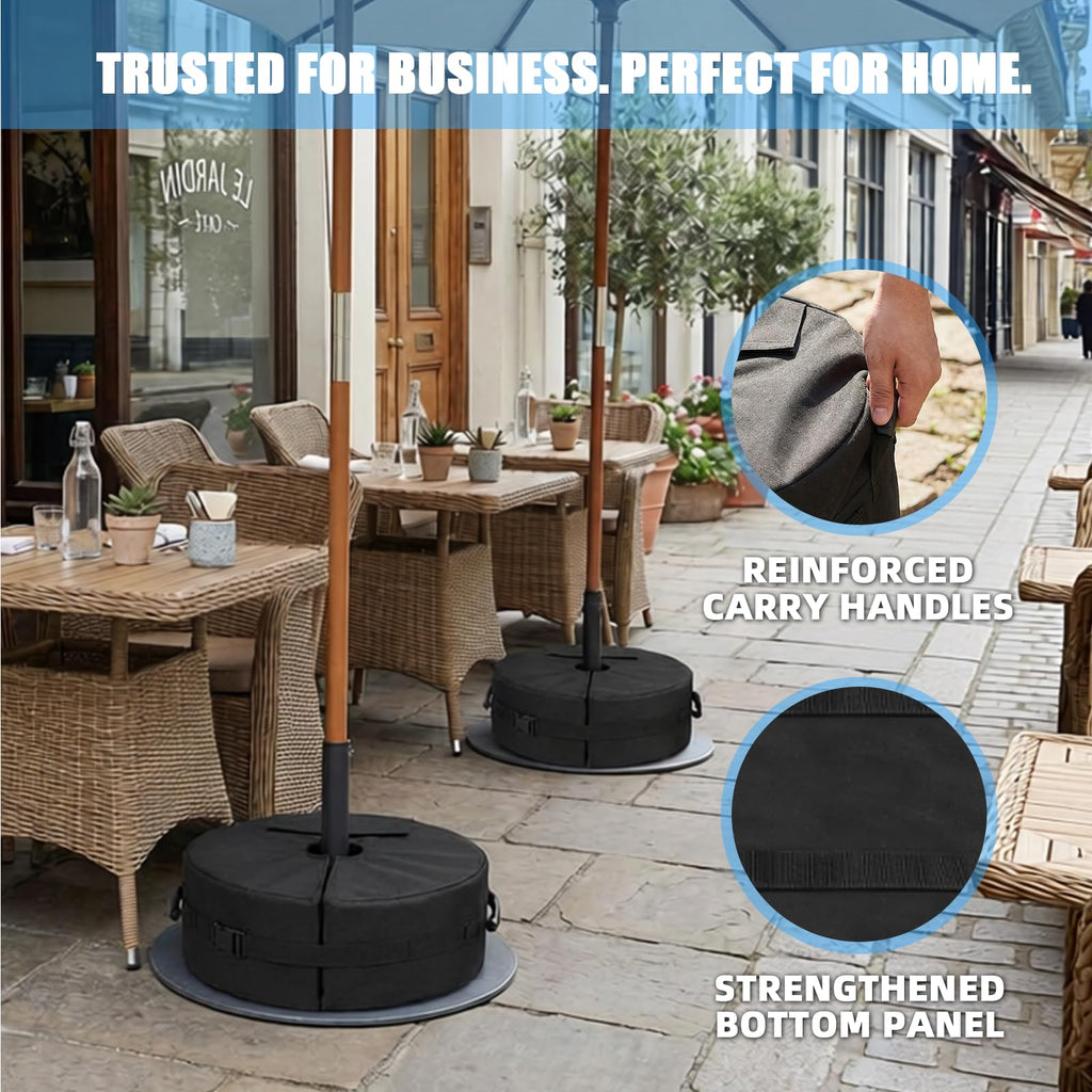 MTSBDM 18" Round Umbrella Base Weight Bag with Side-Slot Opening – Fits Offset, Cantilever, Flagpole & Outdoor Patio Umbrella Stands – Portable, Easy Fill & Install – Weather Resistant