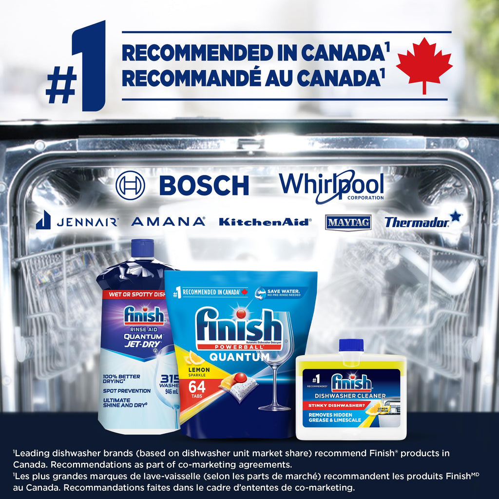 Finish Power Ball Quantum Dishwasher Detergent Pods, No pre sinse needed, For Deep clean & sparkling shine, Lemon Sparkle, 64 Tabs
