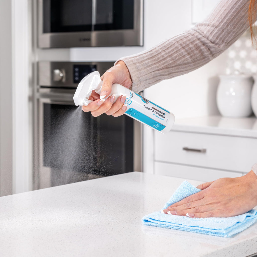 Lifeproof Home Ceramic Coating Spray Kit - Shine, Seal, & Protect Stainless Steel, Appliances, Countertops, Glass & More Kitchen + Bath Surfaces - Repels Stains, Grime, Fingerprints, Liquids & More!