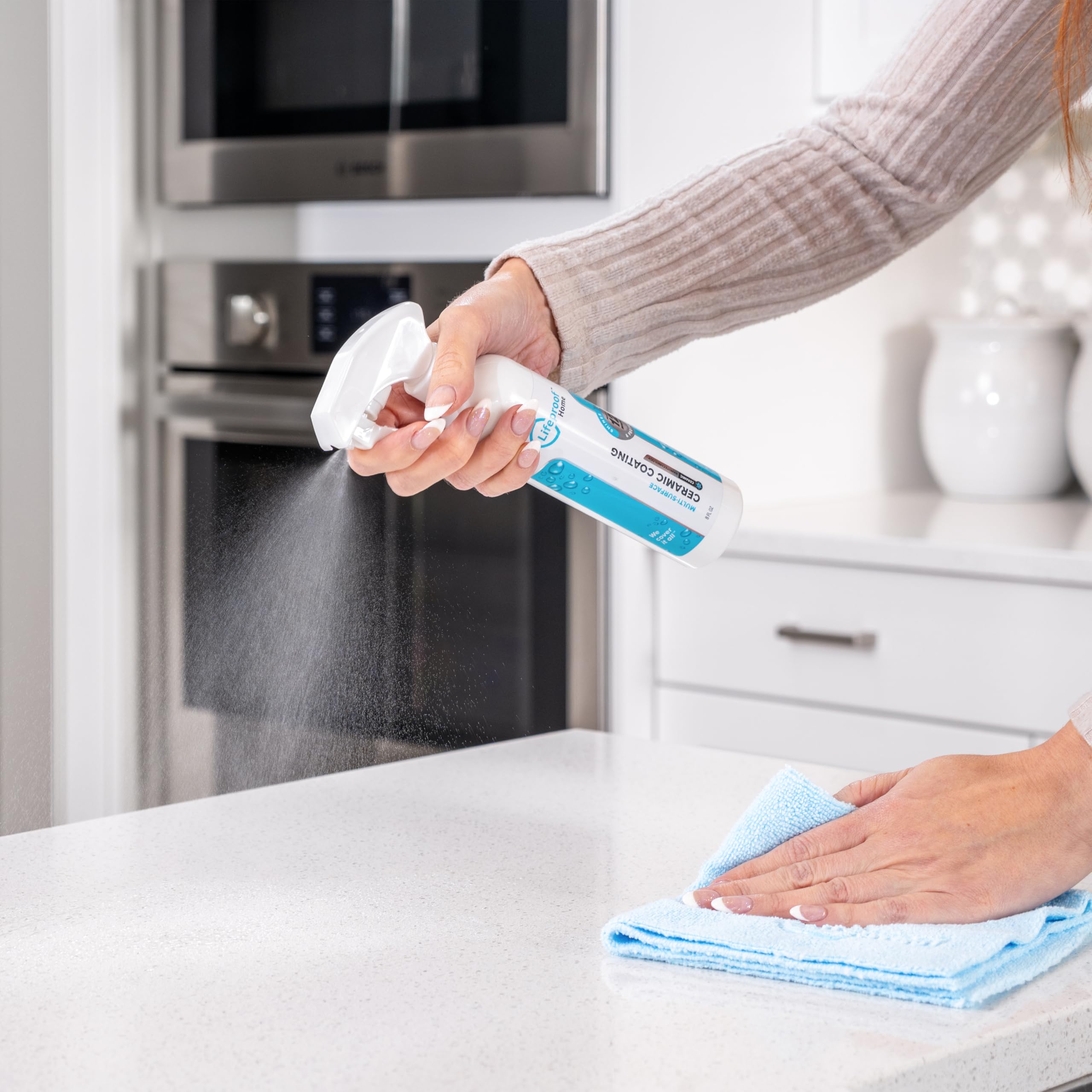 Lifeproof Home Ceramic Coating Spray Kit - Shine, Seal, & Protect Stainless Steel, Appliances, Countertops, Glass & More Kitchen + Bath Surfaces - Repels Stains, Grime, Fingerprints, Liquids & More!