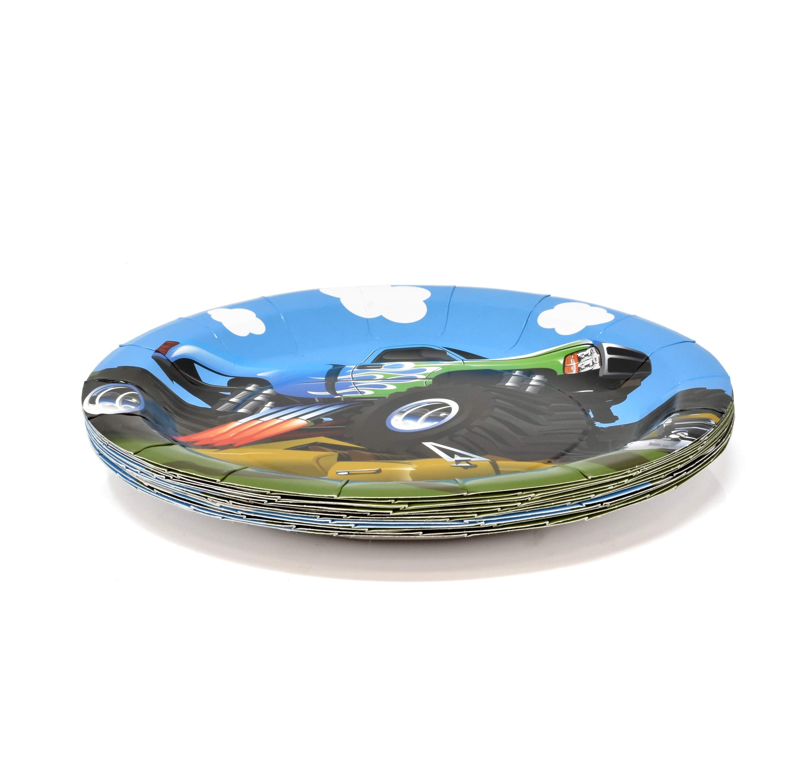 Monster Truck Party Supplies Tableware Set 24 9" Paper Plates 24 7" Dessert Plate 24 9 Oz Cups 50 Lunch Napkins for Monster Jam Racing Car Grave Digger Monsters Trucks Disposable Birthday Decorations