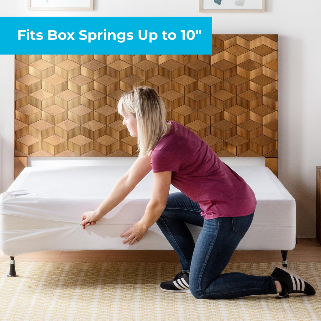 LINENSPA Waterproof Bed Bug Proof Box Spring Encasement Protector - Blocks out Liquids, Bed Bugs, Dust Mites and Allergens - Queen