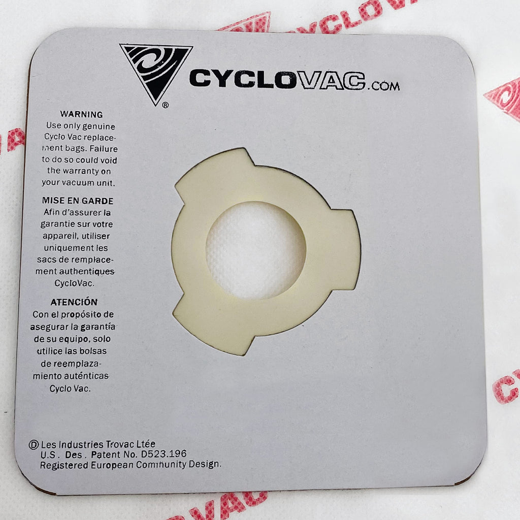 CYCLOVAC | High Efficiency Heavy Duty Central Vacuum Electrostatic Bags (Set of 3) | 1 Carbon Dust filter included | 5 gal/22l