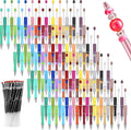 100 Pcs DIY Beadable Pens, Plastic Ballpoint Pens Bulk, Bead Pen with 100 Extra Refill Black Ink for Making Gift Students School Office Supplies (Multicolor)