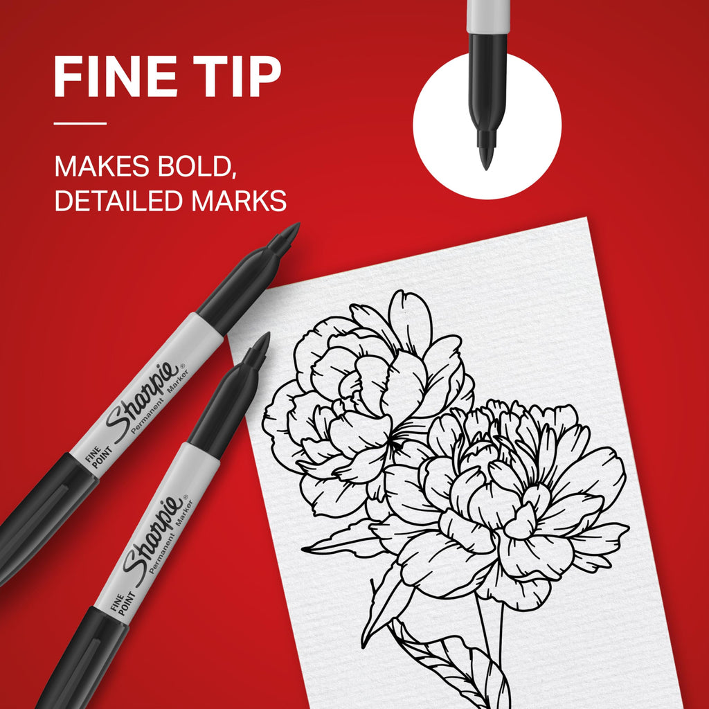 Sharpie Permanent Markers, Fine Point, Black, 36 Count