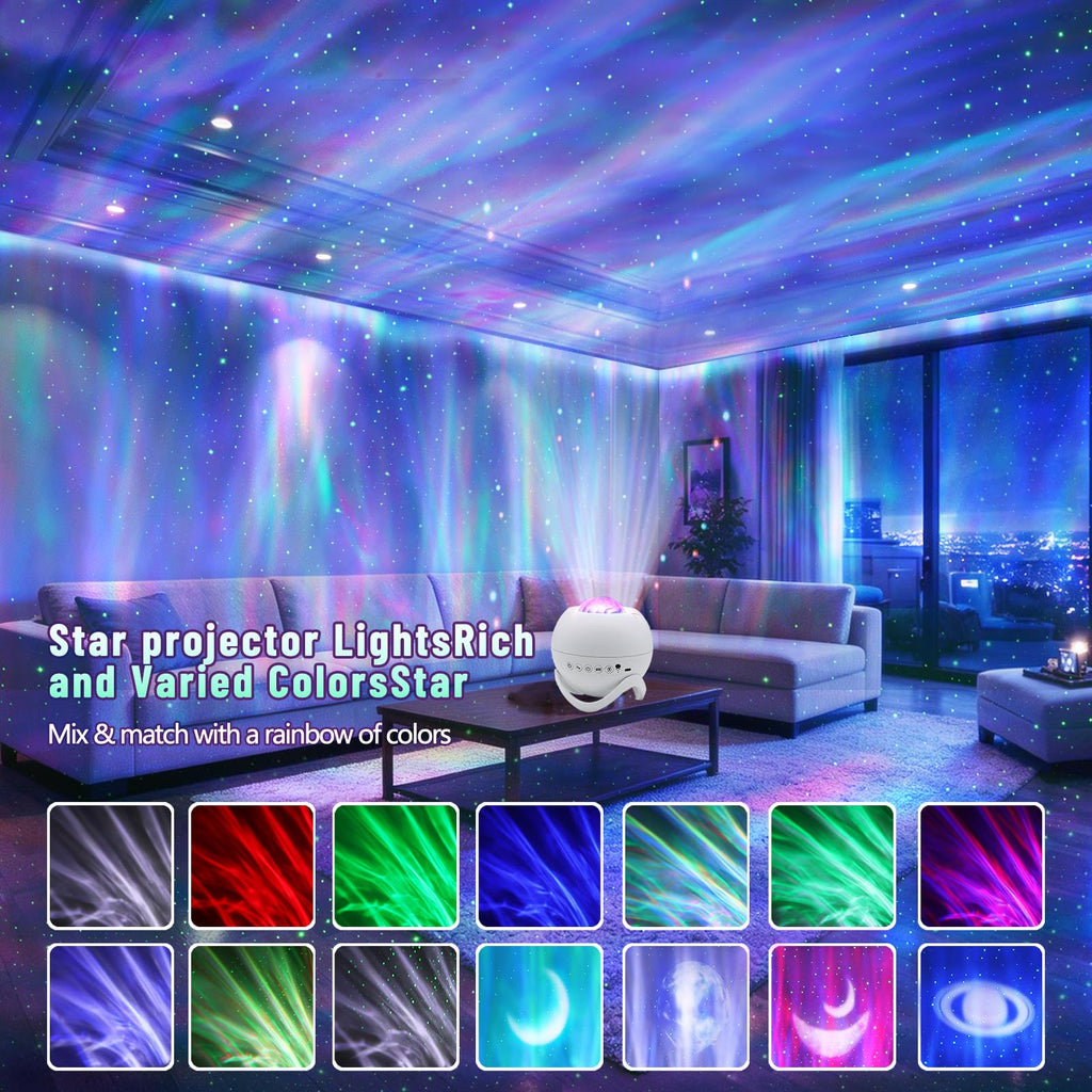 CAIYUE Galaxy Projector, Star Projector, with Bluetooth, White Noise, Remote Control, Room Decor,Bedroom nightlight,Room led,Ceiling, Party