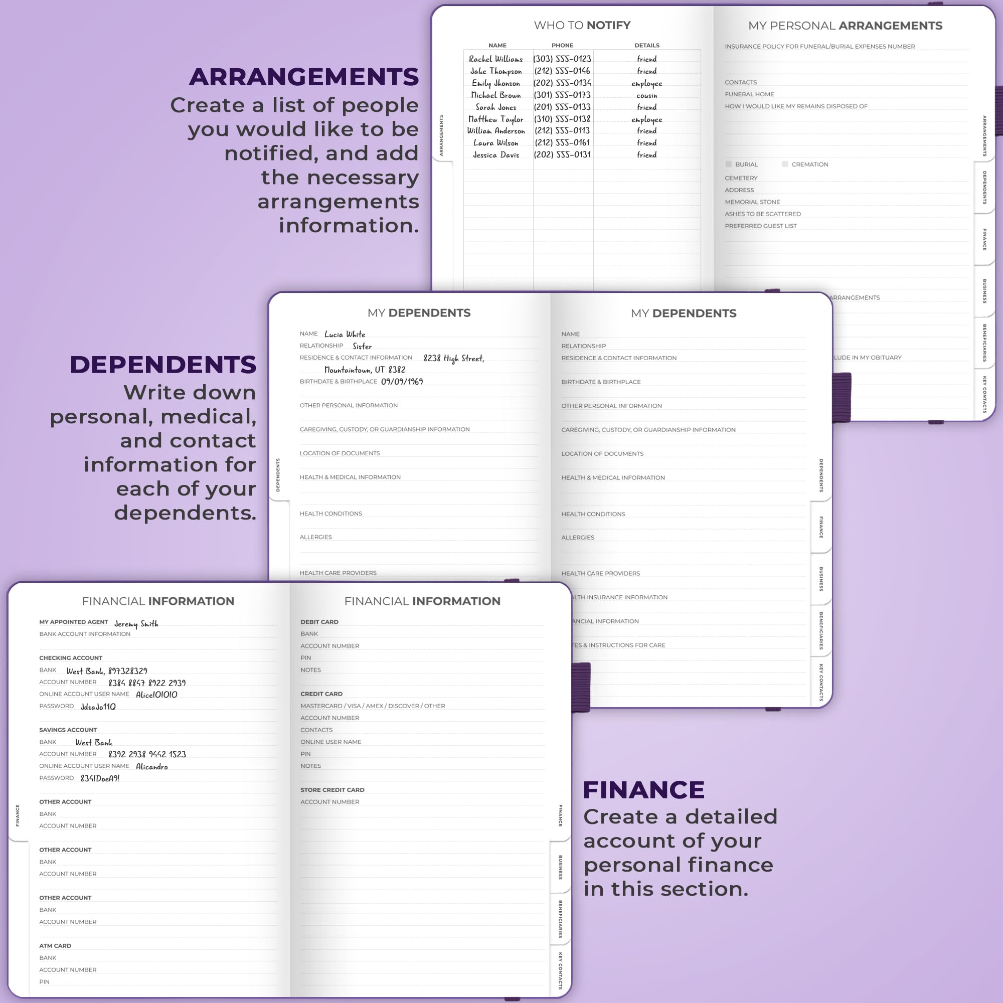 Clever Fox End of Life Planner – Guided Final Arrangements Organizer Notebook for Instructions, Beneficiary Info, Will Preparation, Last Wishes & Funeral Planning – Hardcover, A5 Size (Purple)