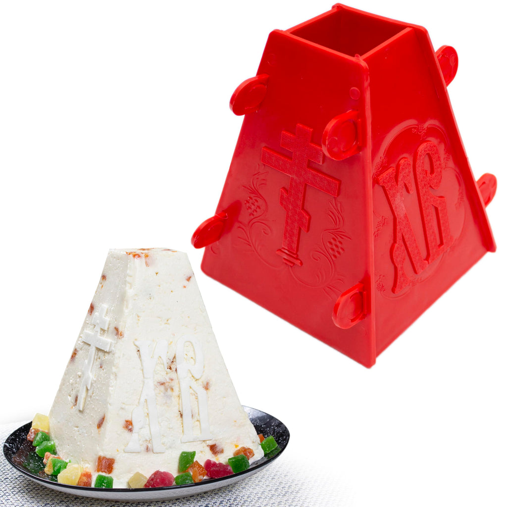 1KG Russian Orthodox Easter Paska Pascha Paskha Xb Cheese Tvorog Mold | Kulich Pasha Mold for Making Easter Pie in Orthodox Easter Day (red)