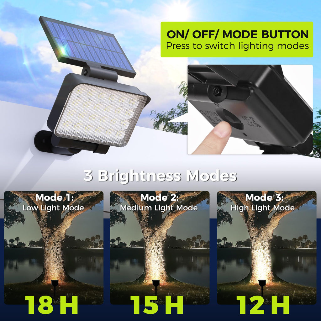 COOZAMING Solar Spot Lights Outdoor Waterproof for Flag, Tree, House, Garden, Yard, Landscape Spotlights for Accent Uplighting Halloween Christmas Decorations-1 Pack