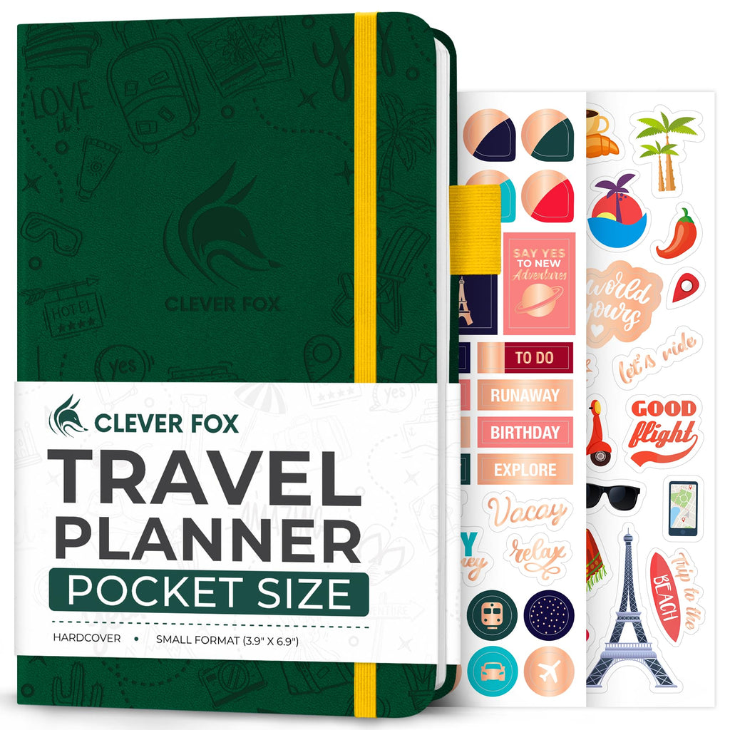 Clever Fox Travel Journal – Vacation Planner with Budget Plan, Packing List, Expense Tracker & Trip Journal – Travelling Itinerary Organizer for Women, Men & Couples – A5 Size, Hardcover - ForestGreen