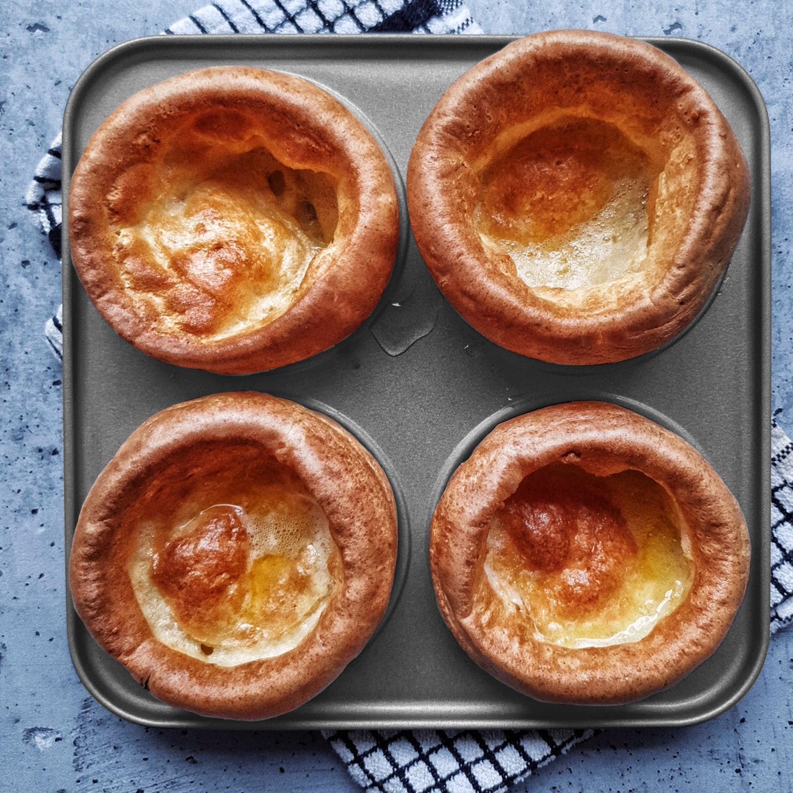 Brightalk Yorkshire Pudding Pan Set of 2, 4-Cup Nonstick Muffin Top Pan, Shallow Whoopie Pies Pan for Hamburger, Eggs, Sandwiches