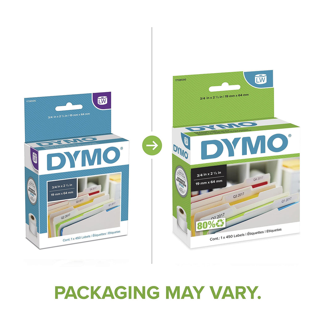 DYMO Authentic LW File Barcode Labels for LabelWriter Label Printers, White, 3/4" x 2-1/2", 1 Roll of 450