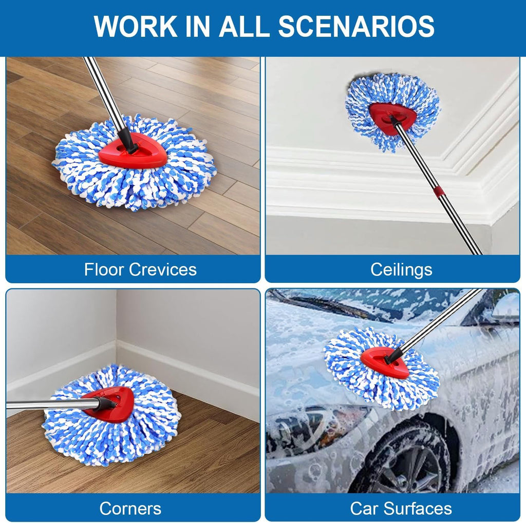 9 Pack Spin Mop Replacement Heads Compatible with O-Cedar RinseClean 2-Tank System ONLY, Microfiber Mop Refills (NOT for EasyWring 1-Tank)