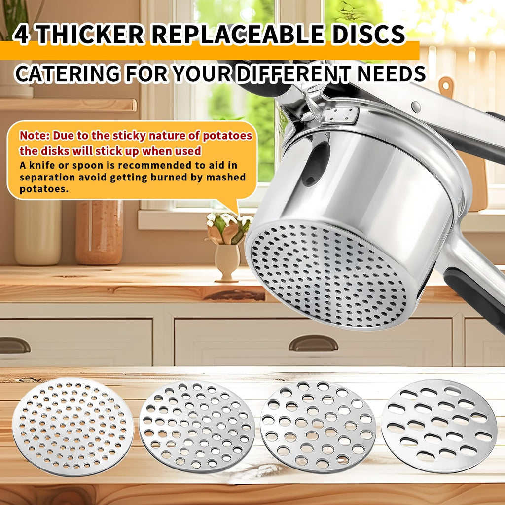 Potato Ricer, Large Stainless Steel Ricer for Potatoes, Potato Masher Heavy Duty for Mashed Potatoes, Strain Vegetables