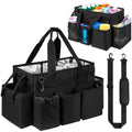 Jaffzora Cleaning Caddy Bag, Cleaning Supplies Organizer for Housekeepers, Housekeeping Caddy with Handle and Detachable Padded Cushion, Black