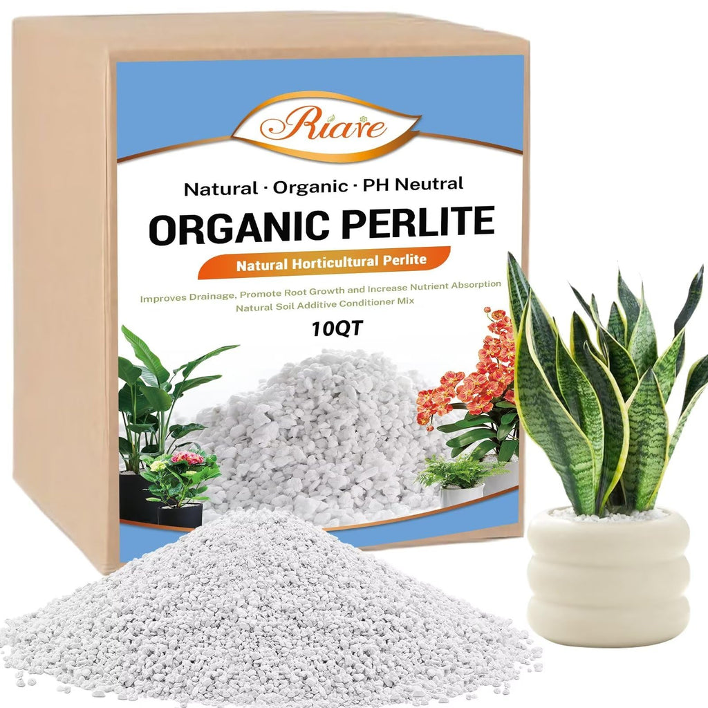 Riare 10 litres Organic Perlite for Plants - Horticultural Perlite Soil Amendment for Plants Potting Mix, Improve Root Growth, Drainage and Ventilation
