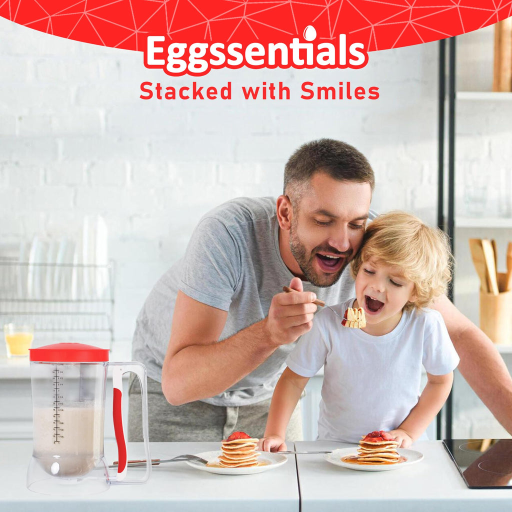 Eggssentials Pancake Batter Dispenser – Mess-Free, Squeeze-Handle Batter Dispenser for Pancakes, Cupcakes, Waffles & More – Durable, Easy-Pour Pancake Dispenser Bottle for Smooth Baking