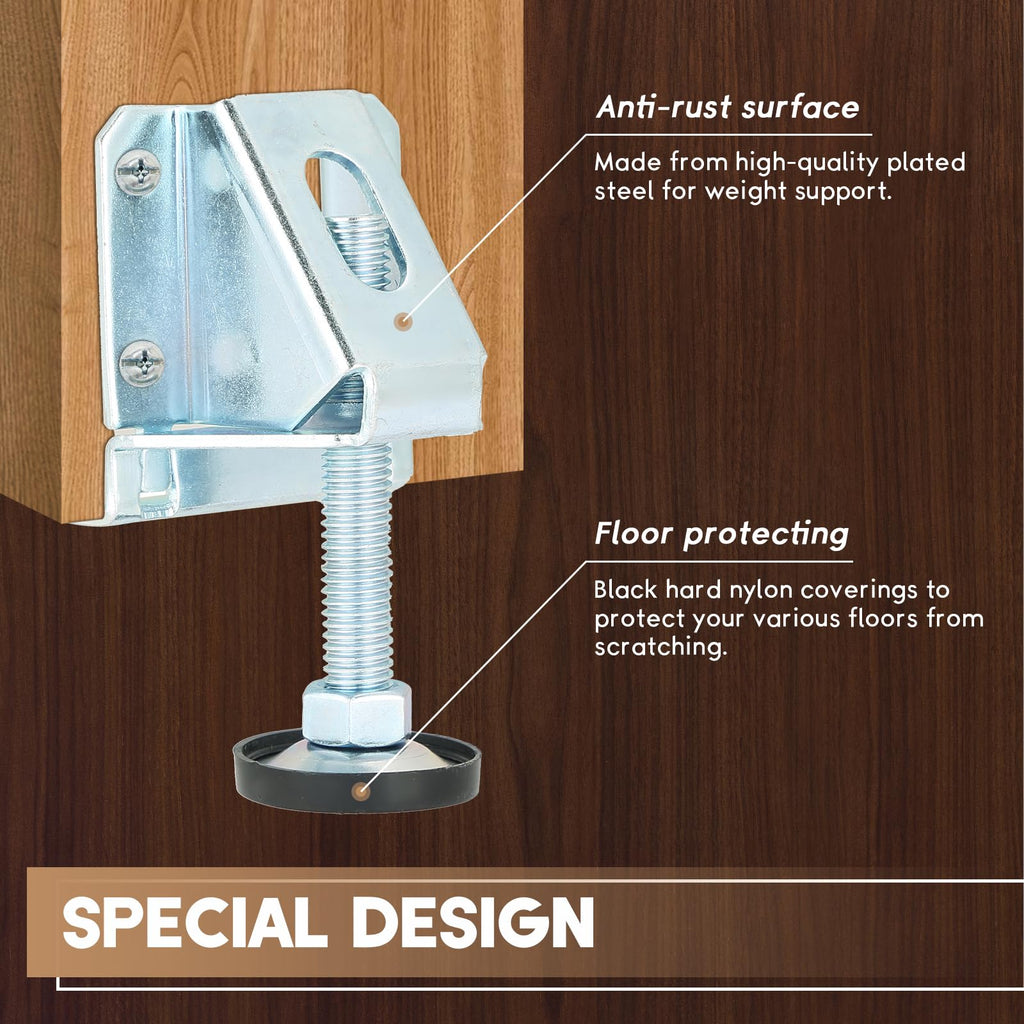 weyleity Furniture Leveling Feet Heavy Duty Leveler Legs with Lock Nuts Table Leg Levelers 4 Pack Feet Levelers Cabinet Adjustable Furniture Levelers for Table Cabinet
