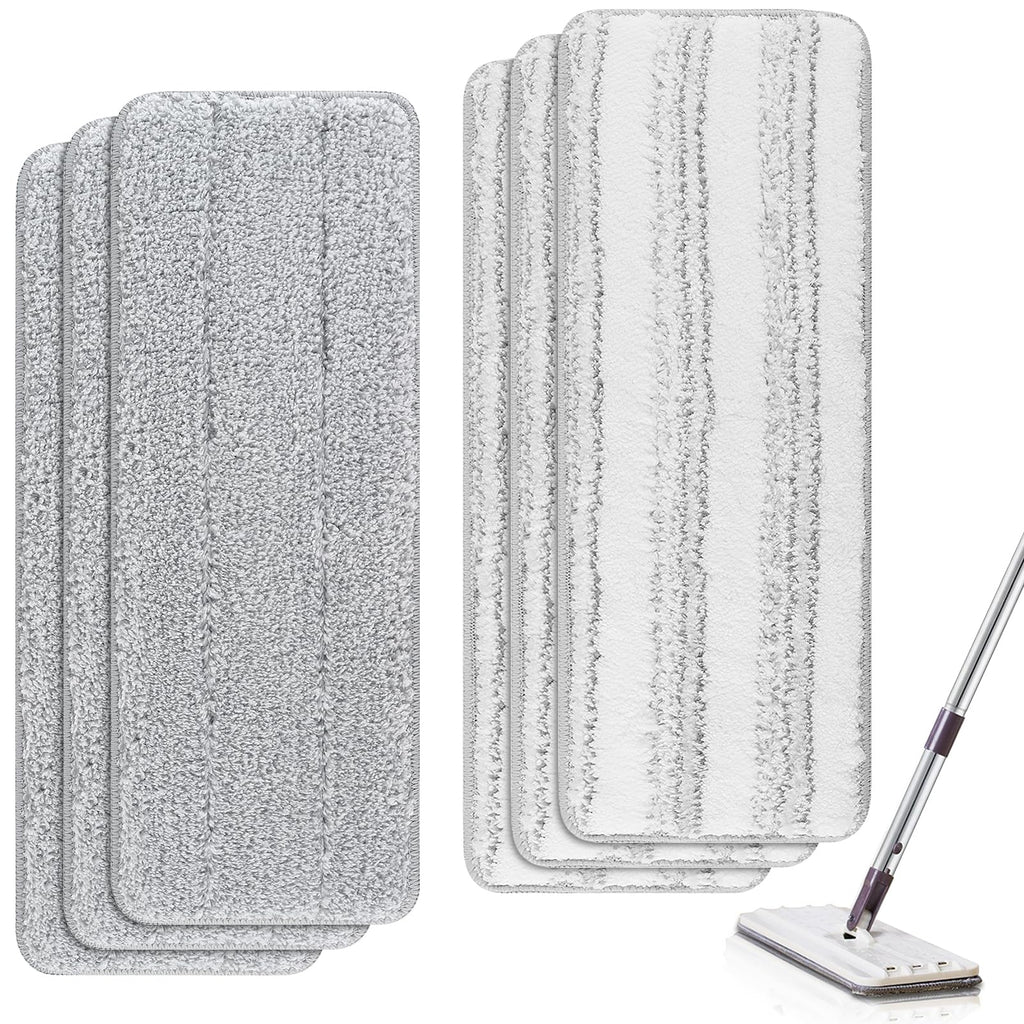 Flat Mop Pads Microfiber Mop Cleaning Pads 13" X 4.9" Washable Pads for Floor Cleaning Compatible with11 - 13" inch Flat Mops Head Replacement for Flat Mops or Bucket Set - 6 Pack
