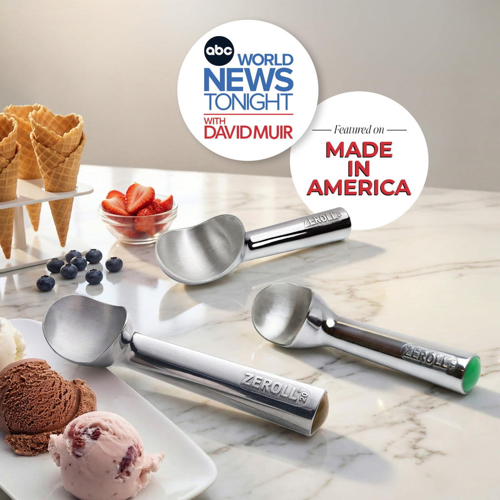 Zeroll 1010 Original Ice Cream Easy Scoop with Unique Liquid Filled Heat Conductive Handle Simple One Piece Aluminum Design Easy Release 20 Scoops per Gallon Made in USA, 4-Ounce, Silver