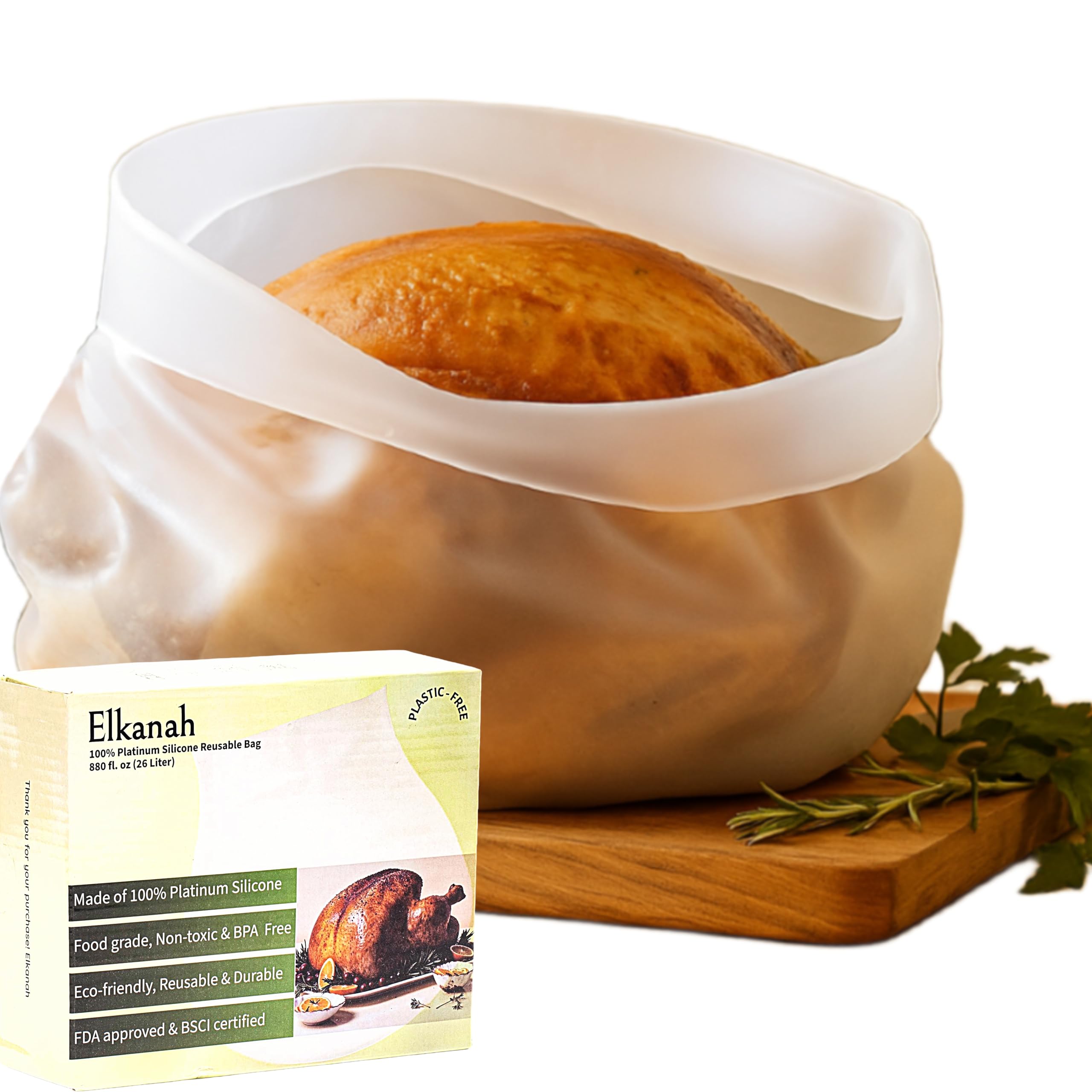 Elkanah Reusable Oven Bag Turkey Bags Extra Large (26L) Silicone Roasting Bags|Made from 100% Pure Platinum Silicone Sac|Freezer, Microwave, Oven, Dishwasher Safe|Plastic-Free