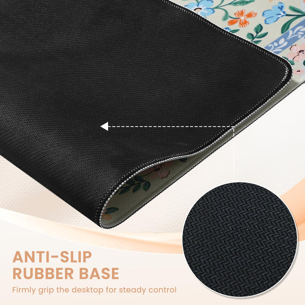 iCasso XXL Large Desk Mat for Desktop - Black Anti-Slip Mouse Pad With Stitched Edges, Keyboard Pad for Computer (Green)