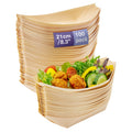 MATANA 8.3" Inch/ 22cm Large Bamboo Plates Disposable 100 Pack - Biodegradable Sushi Boat Serving Tray, Wood Paper Plates, Bamboo Vessel, Bamboo Bowls, Disposable Appetizer & Taco Plates