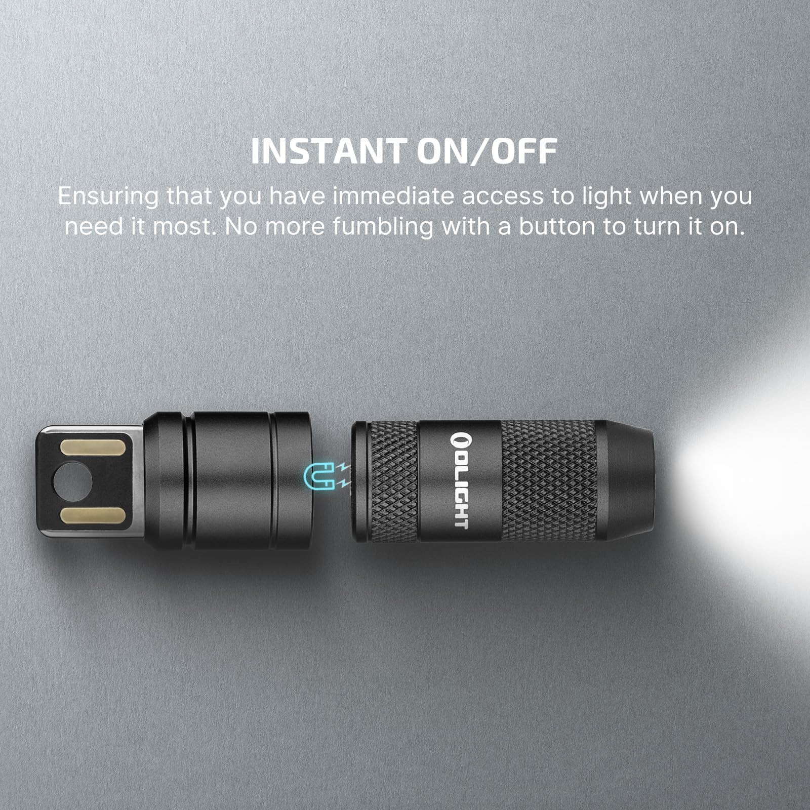 OLIGHT IMINI 2 Tiny Rechargeable Keychain Flashlight, 50 Lumens Portable Quick-Release Mini Flashlights with Magnetic Base, Instant Activation Light for EDC and Emergency(Black)