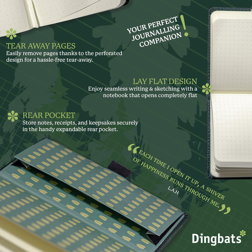 Dingbats* - Wildlife A6 Lined Pocket Notebook - PU Leather Hardcover for Work and Travel Journal - Pocket, Elastic Closure, Pen Holder, Bookmark