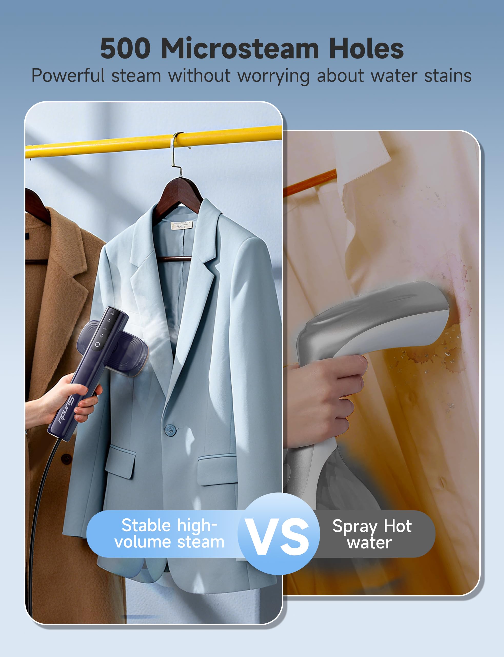 Steamer for Clothes,Sundu Portable 2-in-1 Steamer & Iron,100ml Tank,15s Heat-up,20 Min Steam,Wrinkle Remover,Garment Steamer for Travel, Home, Office(Aquamarine)
