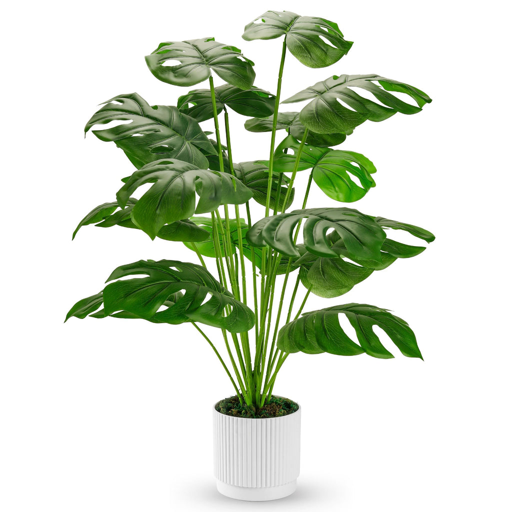 Der Rose 28" Fake Plants Large Artificial Monstera Faux Plants Tall for Outdoor Floor Front Porch Decor Indoor