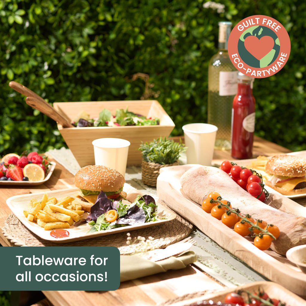 HAAGO 80-Pack 9" Square Palm Leaf Disposable Plates & Cutlery Set for 20 Guests – Compostable Alternative to Paper, Disposable Plastic & Bamboo Plates