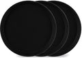 TOPZEA 3 Pack Restaurant Serving Trays, 11 Inch Fiberglass Black Round Tray Non Slip Food Service Platters Cocktail Beverage Server Tray for Restaurant, Bar, Buffet, Coffee Station, Catering Party