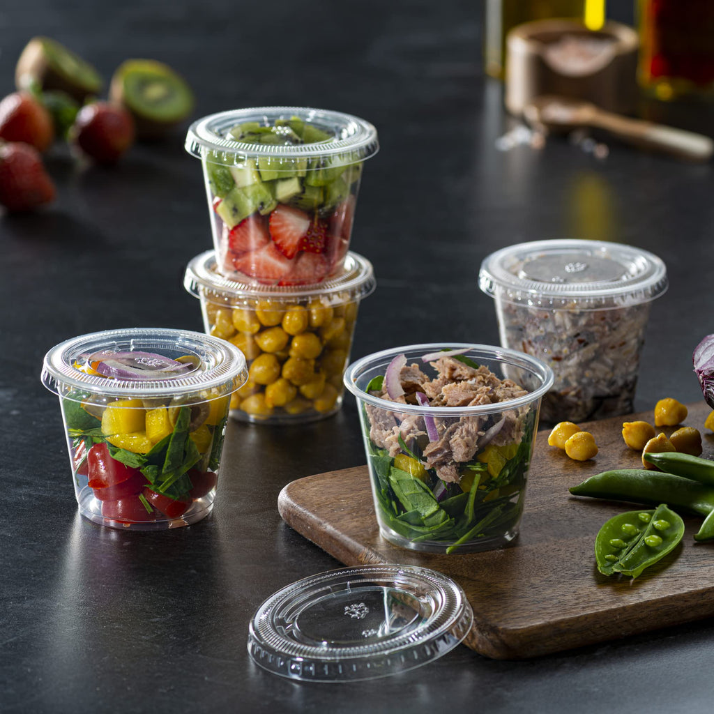 Pantry Value [5.5 oz. - 100 Count] Clear Disposable Portion Cups with Lids - Soufflé Containers, Jello Shot Cups with Lids, Containers Perfect for Salad Dressing and More