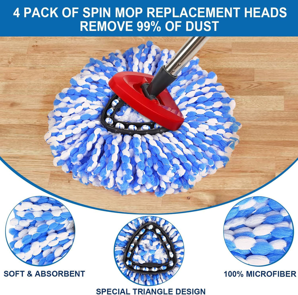 Spin Mop Replacement Head for O-Cedar RinseClean 2-Tank System, 360° Microfiber Mop Head Refill, Easy Cleaning Mop Pads, Machine Washable
