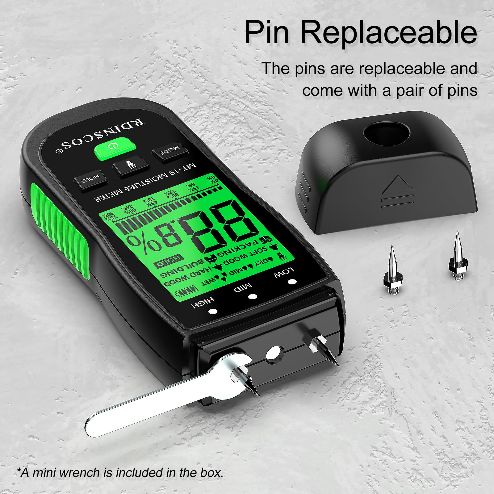 Wood Moisture Meter Pin Moisture Meter Firewood Detector Humidity Water Leak Lumber Portable Detectors (Green)