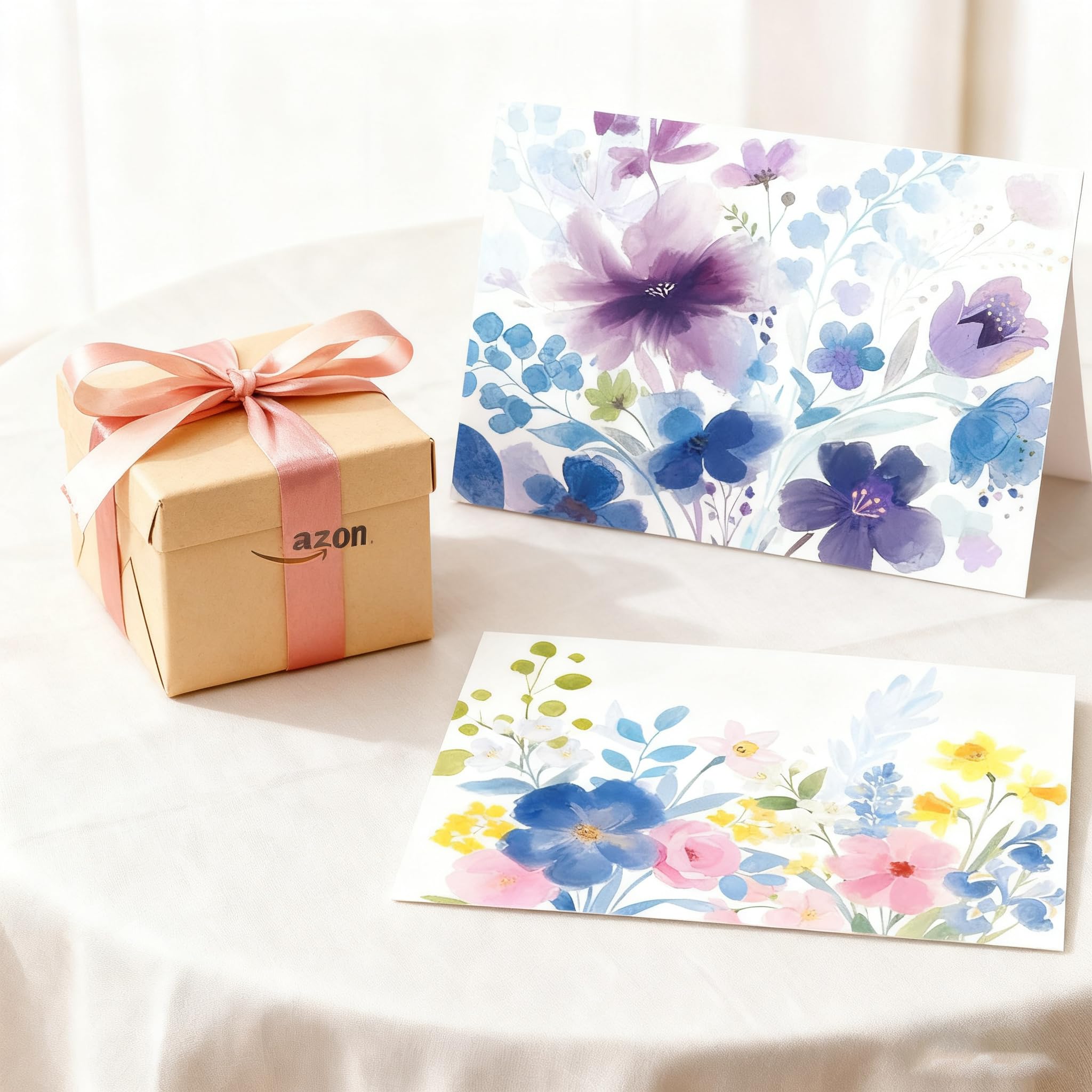100 Pack Blank Cards and Envelopes, 3.5 x 5 Inch Watercolor Flowers Blank Greeting Cards, Note Cards Blank Inside, Blank Cards for All Occasions Bulk