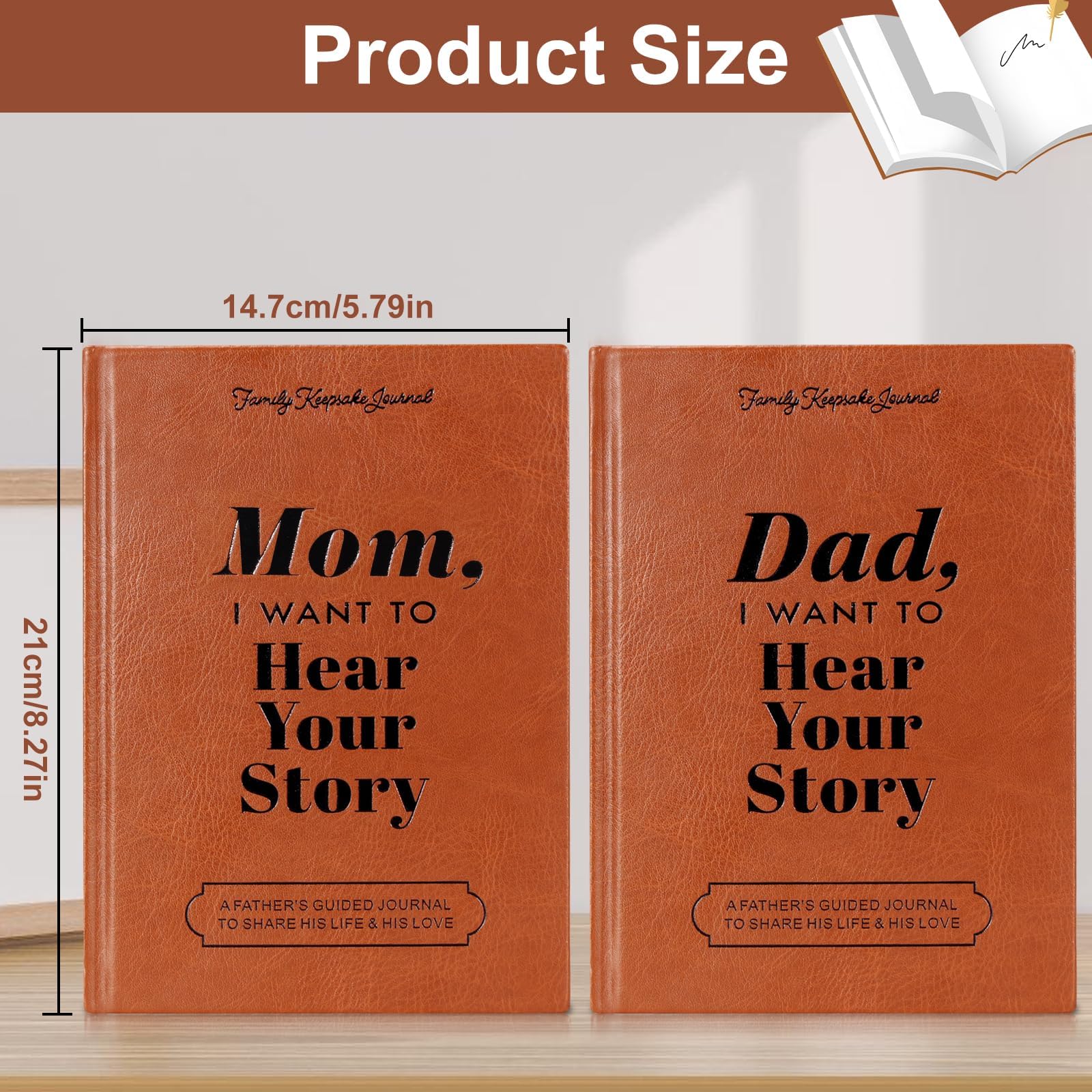 Mom, Dad, I Want to Hear Your Story, a Precious Parent Gift. Premium Leather-Bound, Durable Hardback, More Than a Journal, a Timeless Keepsake Preserving Their Stories for Years