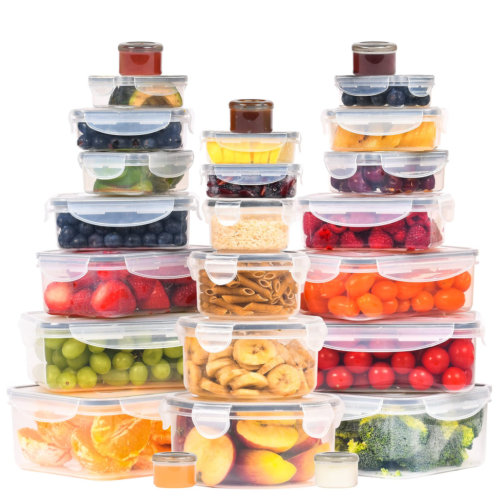 RockBerry 50 Pcs Large Food Storage Containers with Lids Airtight-85 OZ to Small Containers-Total 526 Oz BPA Free Plastic Stackable Containers For Pantry kitchen Organization, Microwave Safe