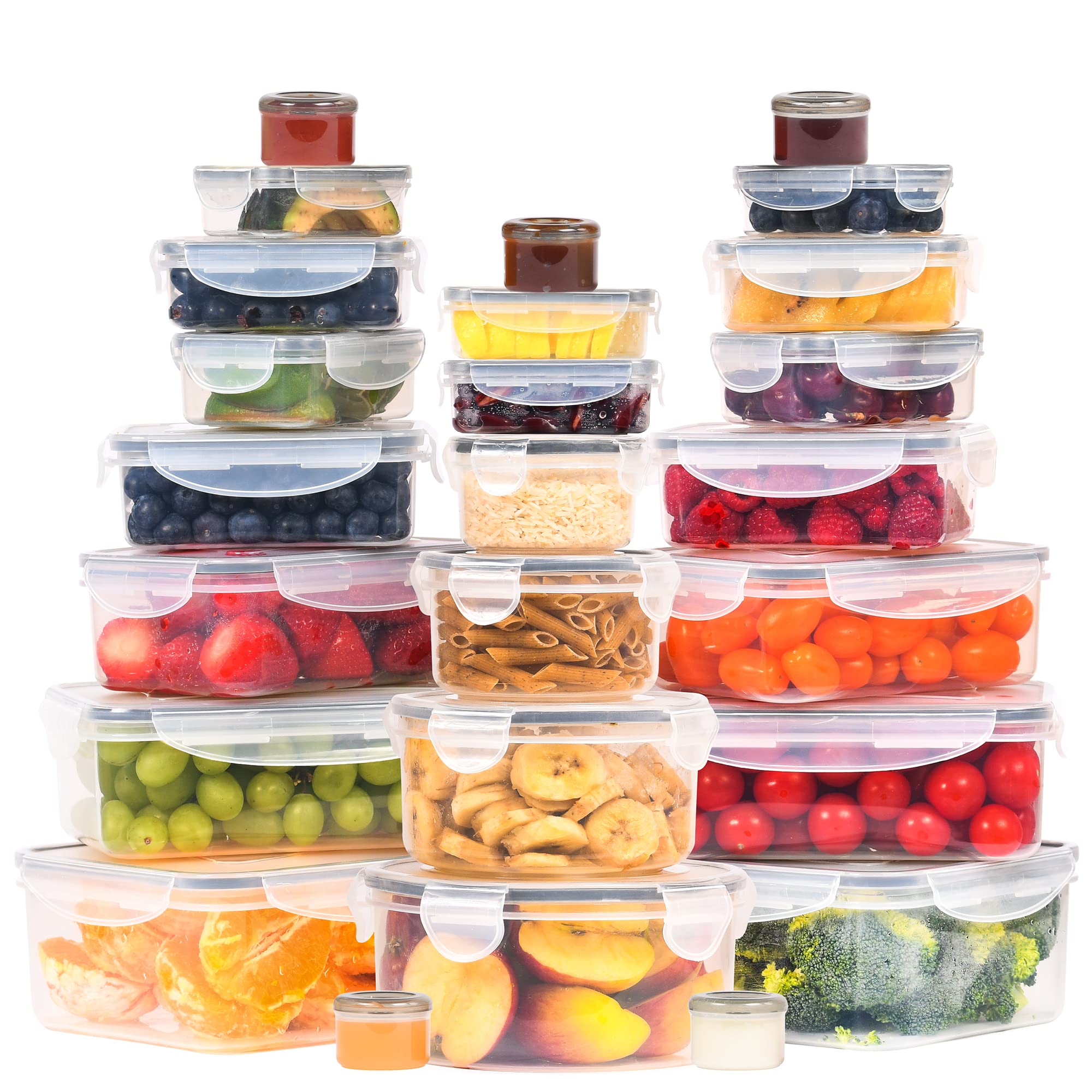 RockBerry 50 Pcs Large Food Storage Containers with Lids Airtight-85 OZ to Small Containers-Total 526 Oz BPA Free Plastic Stackable Containers For Pantry kitchen Organization, Microwave Safe