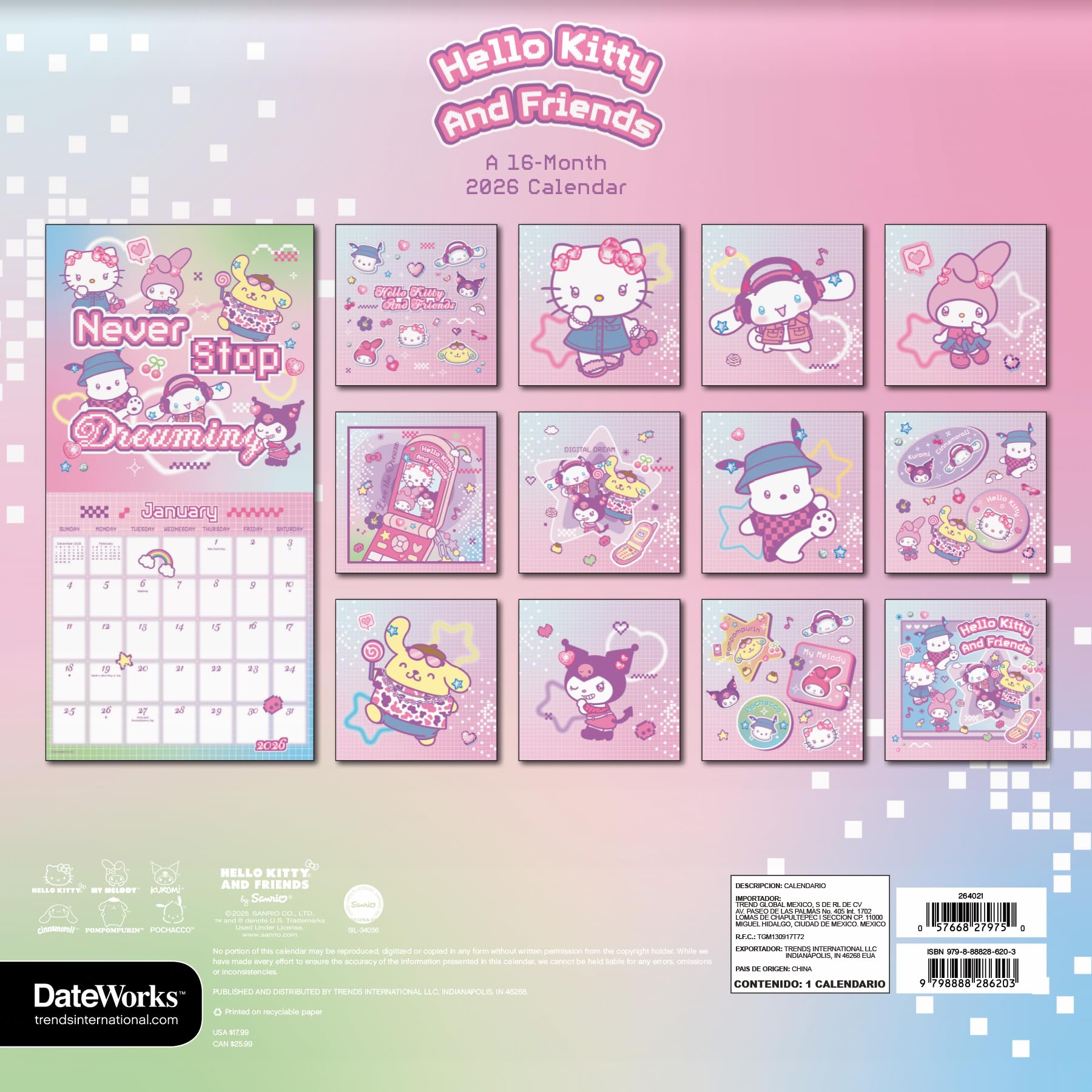 Sanrio - Hello Kitty and Friends Wall Calendar