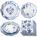 Kate Aspen Blue Willow 62pc Paper Plates Napkins, 16pcs 7 inch & 16pcs 9 inch Heavy Duty Disposable Party Plates, 30pcs 6.5 inch Durable Paper Napkins for Birthday, Baby Shower, Wedding Party